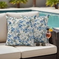 thumbnail image 4 of Vintage Blue Flower Outdoor Waterproof Pillow Covers, Farmhouse Botanical Floral Retro Decorative Square Throw Pillowcase Sofa Cushion Sham for Patio/Couch/Chair, 16"x16" 2 Pack, 4 of 8