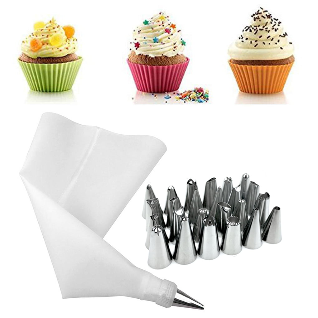 26 PCS/Set Piping Bag and Tips Cake Decorating Supplies Kit Baking Cupcake Tools 