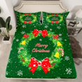 thumbnail image 2 of jejeloiu Merry Christmas Bell Twin Sheet Sets,Red Bowtie Bowknot Twin Fitted Sheet,White Snowflake Flat Sheet For Girls,Super Cozy Room Decoration,3-Piece, 2 of 7