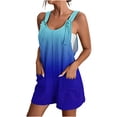 thumbnail image 1 of Fortune Women Loose Jumpsuits Suspender Bib Overalls Gradient Shorts Rompers with Pockets, 1 of 8