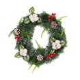thumbnail image 2 of Danhjin Couronne de Fleurs en Plastique Couronne de Fleurs Porte d'Entrée de Noël Frappe Intérieure et Extérieure avec Cotons Fruits Rouges Pins Cônes Décorations de Noël, 2 of 6