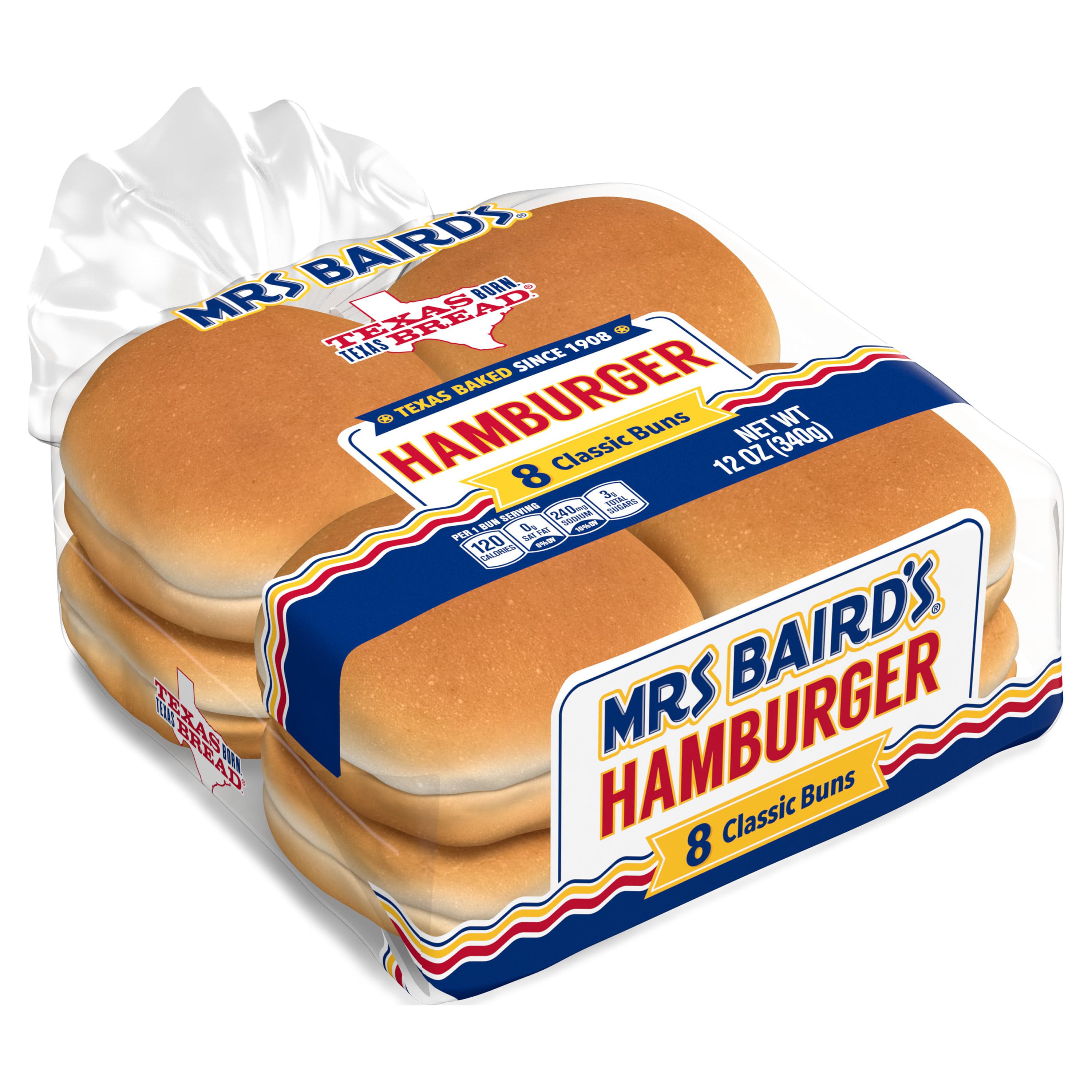 Mrs Baird's Hamburger Buns, 8 count, 12 oz - Walmart.com