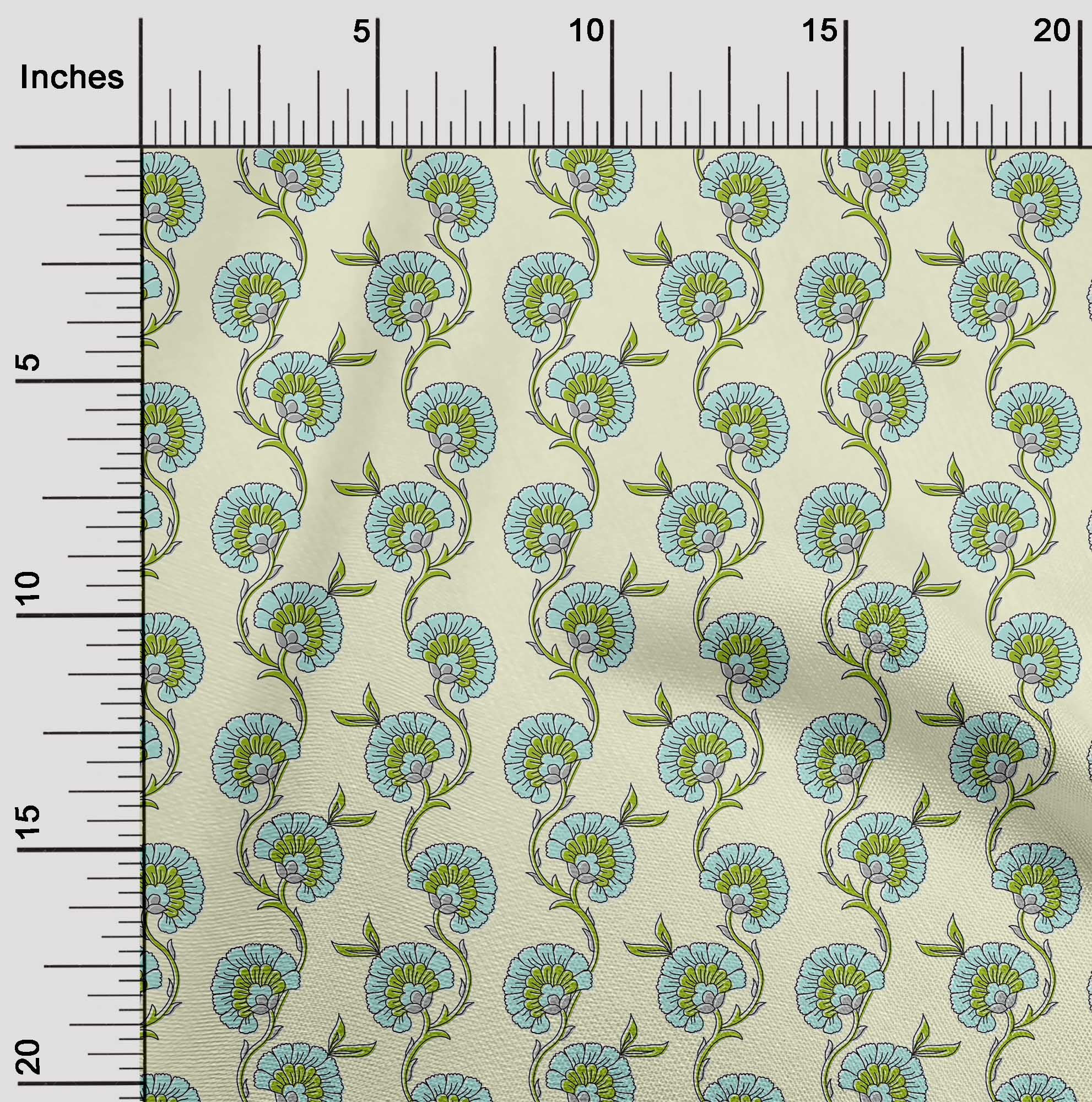 oneOone Silk Tabby Light Yellow Fabric Leaves & Flower Floral Sewing ...