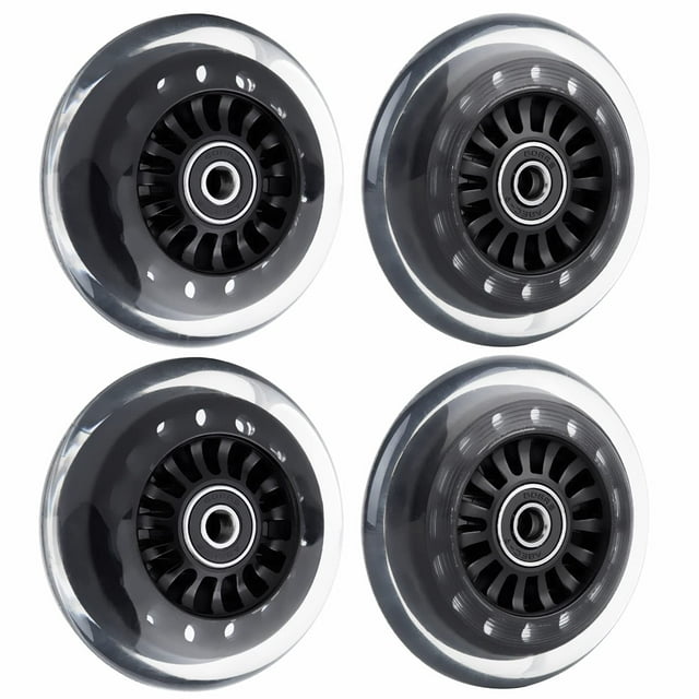 AOWESM Wiggle Car Polyurethane Replacement Wheels Upgrade Swing Car Wheels w/Bearings ABEC-9 for Ride-on Toys - Twist, Swivel, Go - 2 Convex Front Wheels, 2 Concave Rear Wheels (Black)