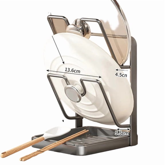 Upgraded Kitchen Pot Lid Holder,,Stainless Steel Pot Lid Organizer While Cooking & Spoon Rest , Lid And Spoon Rest, Thickened Carbon Steel Material