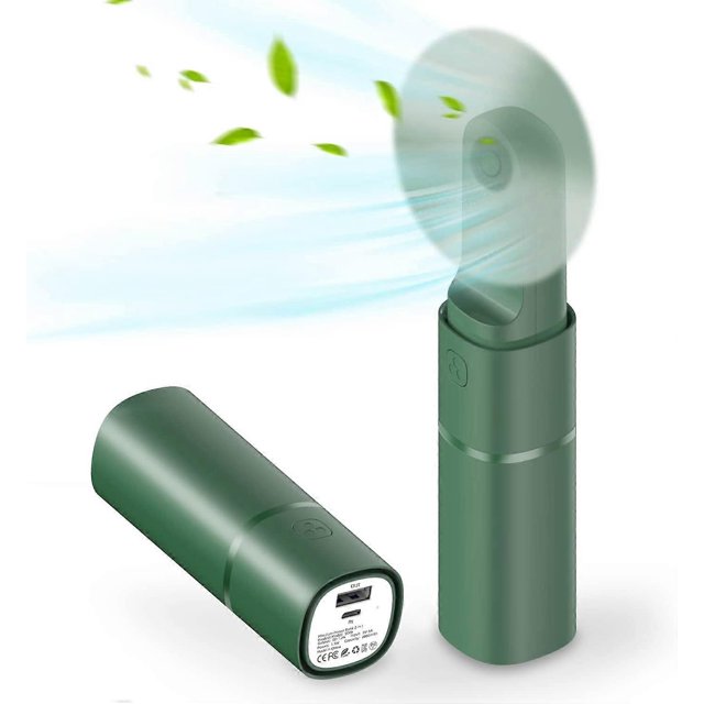 Ventilador portátil de mano, potente mini ventilador personal, ventilador de mano de 2 velocidades, ajustable, recargable por USB
