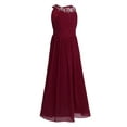 thumbnail image 2 of DPOIS Kids Flower Girl Dress Maxi Sleeveless Rhinestone Wedding Party Chiffon Ball Gown Burgundy 4, 2 of 6