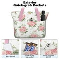 thumbnail image 2 of Tote Bag for Women - Pioneer Flower Shoulder Bag - Large Utility Work Duffle Bag with Zipper Handbag for Travel, Work, Sprots, 2 of 5