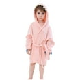 thumbnail image 2 of ATOGUTA Boys Girls Robes Cute Fleece Robe Soft Hooded Bathrobe Pajamas Sleepwear Pink, Size 1T-6, 2 of 5