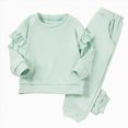 thumbnail image 4 of TOWED22 Baby Girl Clothes Toddler Girl Fall Outfit Long Sleeve Ruffle Shirt Cute Pant Clothing Sets,Mint Green,1-2 Y, 4 of 6