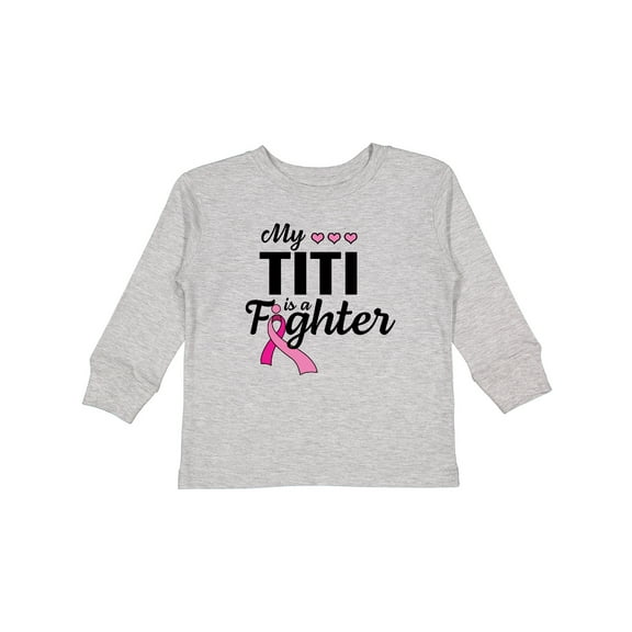 Inktastic Breast Cancer Awareness My Titi is a Fighter Boys or Girls Long Sleeve Toddler T-Shirt