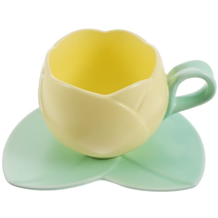 

1 Set of Coffee Cup with Saucer Ceramic Coffee Cup Tulip Design Tea Cup Milk Cup