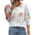 thumbnail image 4 of Atogsazn Blouse pour Femmes Habillée Décontractée Printemps Été Manches 3/4 à Volants Hauts Tunique Décontractée Chemises de Travail 03-Blanc m Mode, 4 of 5