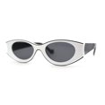 thumbnail image 1 of Womens Mod Concave Plastic Frame Oval Cat Eye Sunglasses White Black, 1 of 4