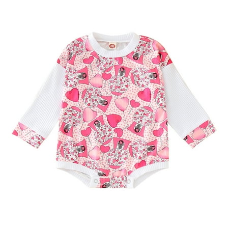 

QYZEU Baby Set Clothes Toddler Leotard Ballet Babys Valentine‘S Day Girls Winter Long Sleeve Romper Bodysuit Clothes Love Prints