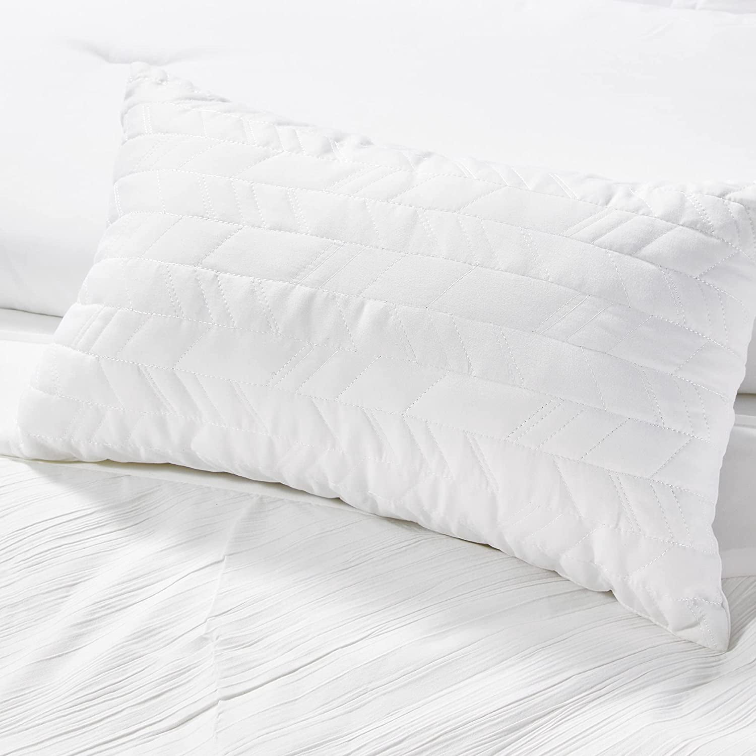 Chezmoi Collection Sara 7-Piece Textured Geometric Stripe Embroidery Comforter Set