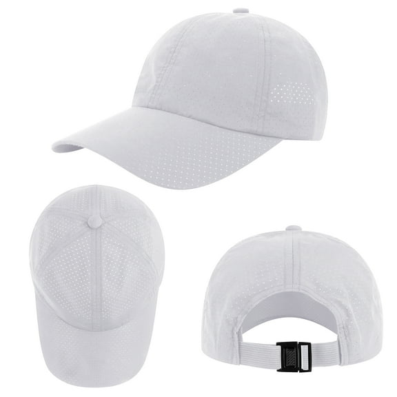 Toptie Quick Dry Baseball Cap Mesh Sports Hat Unisex Breathable Hat-White