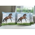 thumbnail image 6 of Ambesonne Nature Throw Pillow Cover 4 Pack, Horse Pacing on Grass, 20", Blue Green Brown, 6 of 7