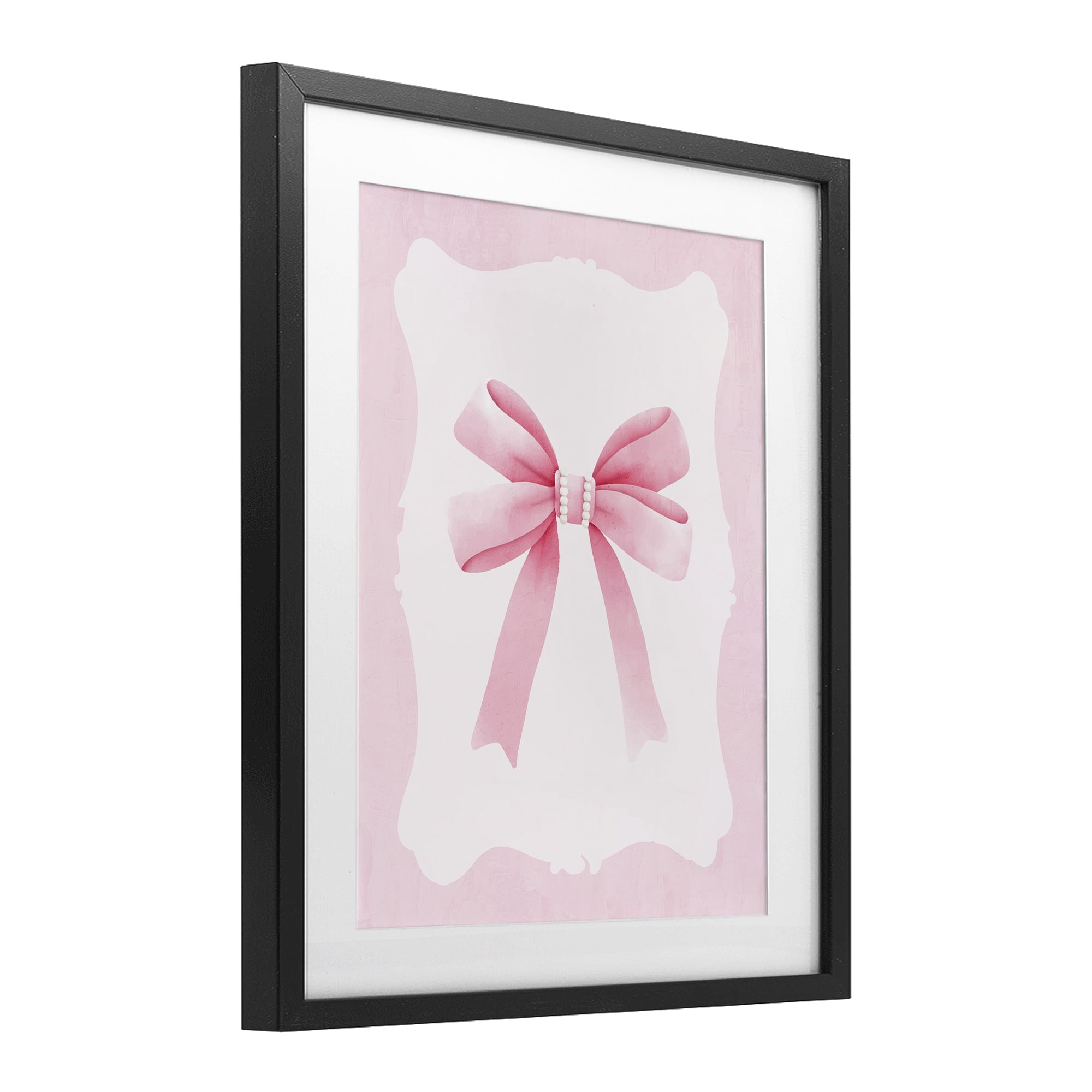 Stupell Industries Feminine Bow with Pearls Black Framed Print Under Glass, design by Kim Allen