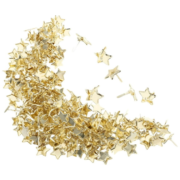 Masteelf 200pcs 14mm Gold Star Brads Scrapbooking Fasteners for Metal Crafts