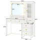 thumbnail image 2 of MYXSRI Tocador, Vanity con Espejo y Luces LED Ajustables, Tocador de Maquillaje con Luces y Estación de Carga, 5 Cajones y Estantes de Almacenamiento para Recamara, 100 * 40 * 143cm (Blanco), 2 of 8