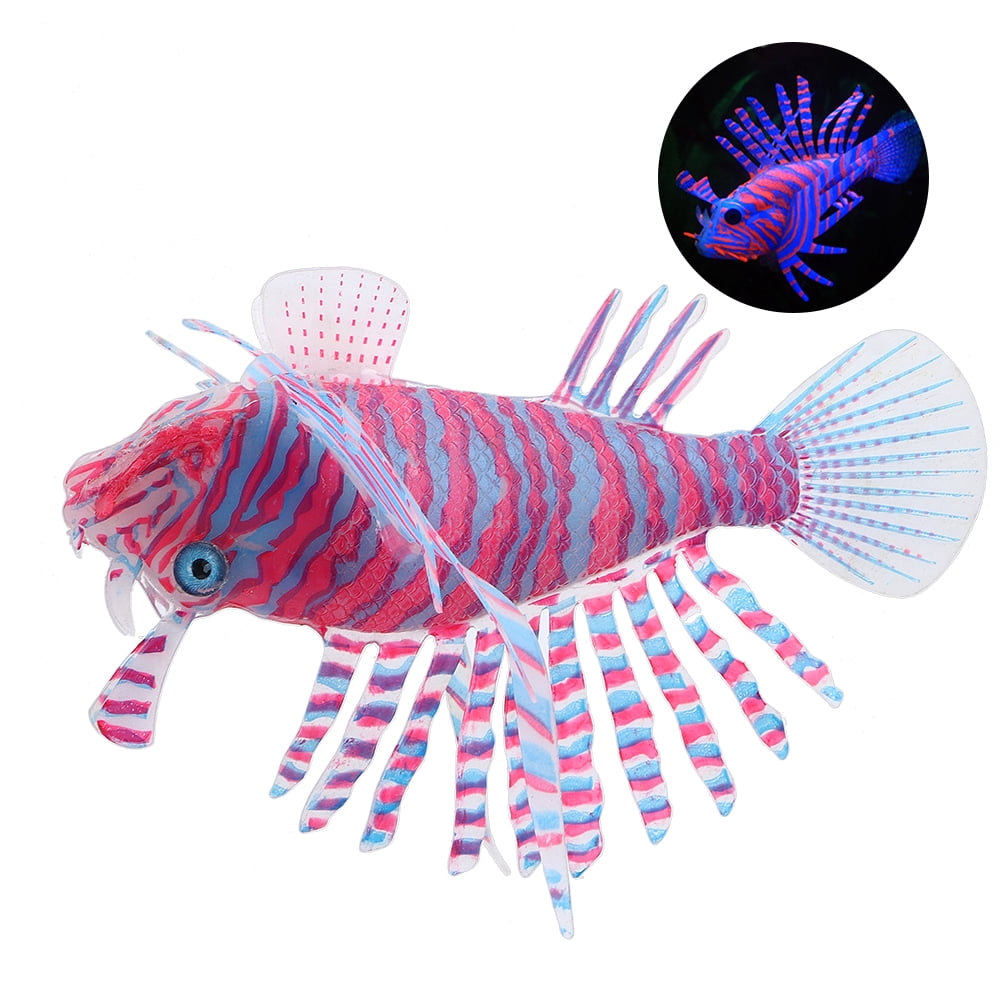 Artificial Aquarium Ornament, Fish Tank Decoration, Lionfish Aquarium for Fish Tank Red and blue