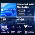 thumbnail image 2 of HP ProDesk 4 G1i Business Mini Desktop, Intel Core Ultra 5 235T, 16GB DDR5, 512GB SSD, Windows 11 Pro, Black, 2 of 7