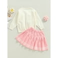 thumbnail image 4 of Faithtur 2PCS Filles Tout-Petits Automne Tenues, Manches Longues Noeud devant Tricot Tops + Ensemble de Jupe Plissée, 4 of 8