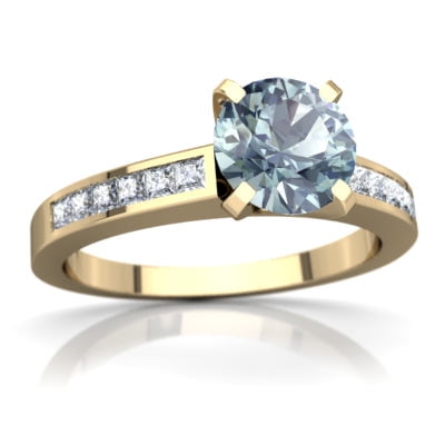 Aquamarine Channel Set Ring in 14K Yellow Gold by