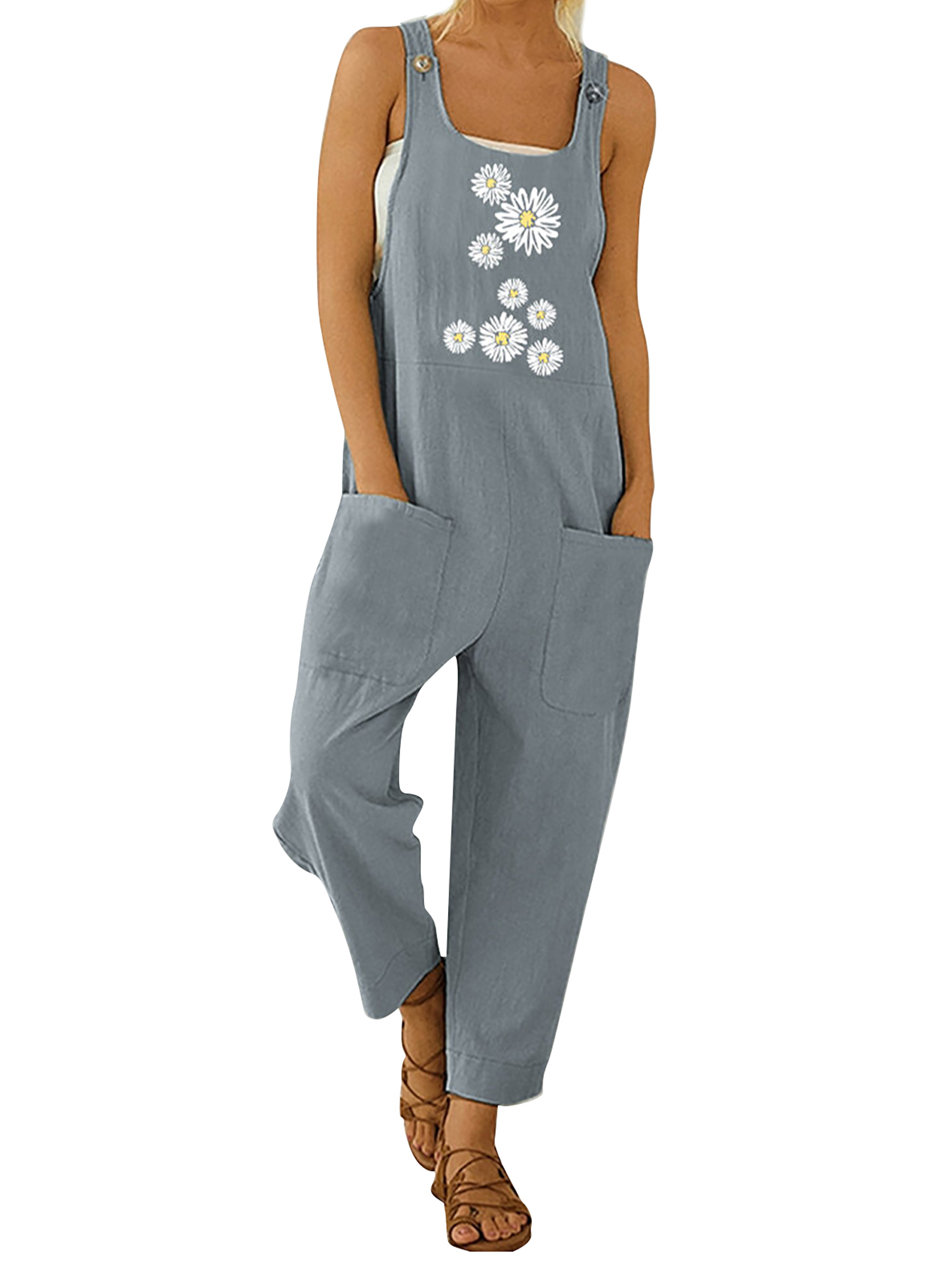 Eyicmarn Eyicmarn Women's Loose Jumpsuits, Casual Long Rompers Wide