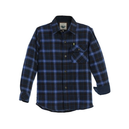 Gioberti Big Boys Blue Navy Corduroy Contrast Flannel Plaid Shirt 8-18