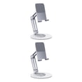 thumbnail image 3 of Inteprter Soporte para teléfono móvil de escritorio de 360 °, tableta plegable, soporte de escritorio ajustable de aleación de aluminio Plata 2Conjunto, 3 of 6