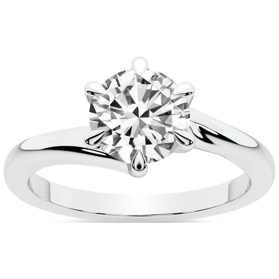 IGI Certified 3 Carat Round Shape Lab Grown Diamond Engagement Ring | 14K White Gold | Seraphina Twist Prongs Solitaire Diamond Ring | FG-VS1-VS2 Quality Friendly Diamonds