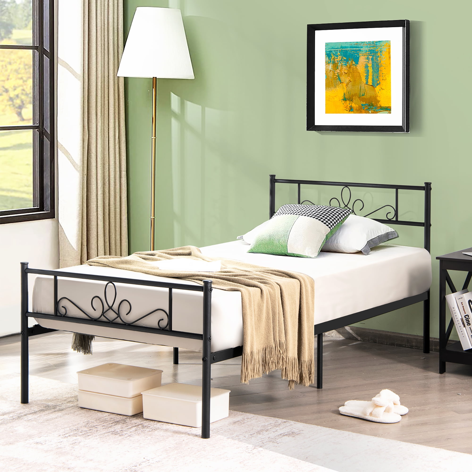 ベッドフレーム bed frame with mattress Costway Twin Metal Platform Bed Frame with Headboard and Footboard