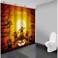 thumbnail image 4 of 150x180cm Happy Halloween Polyester Fabric Shower Curtain, Spooky Holiday Bathroom Decoration with Festive Print, 4 of 4