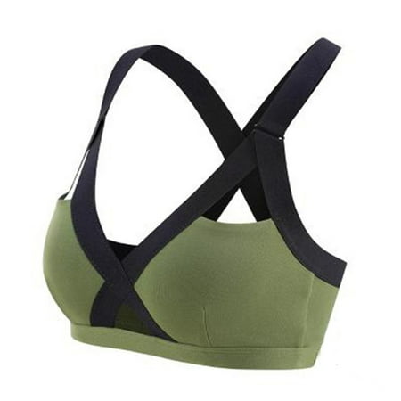 

YXGla Women Adjustable Color Block Padded Wireless Cross Bandage Running Yoga Bra