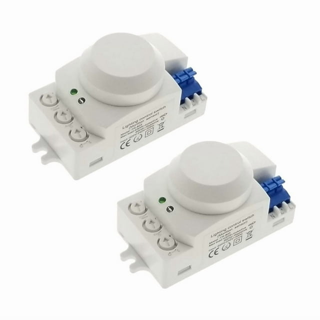 2X 5.8GHz HF System LED Microwave 360 Degree Motion Sensor Light Switch Body Motion Detector,2 x AC 220V Microwave Radar Sensor Switch,White