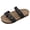 Black, variant on Flip Flops for Women Buckle Strappy Cork Footbed Slide Sandals Comfortable Arch Support Slip on Casual Beach Shoes Coffee Size 8