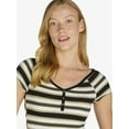 thumbnail image 4 of No Boundaries Ribbed Henley Top with Short Sleeves, Women’s and Women’s Plus, 4 of 6