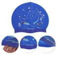 thumbnail image 3 of Unique Bargains 1 Pc Silicone Waterproof Cartoon Shark Swim Cap Dark Blue, 3 of 6