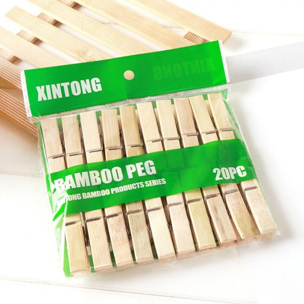 Clothespins Natural Bamboo Peg Wooden Laundry Clothes Pins 20PCS 