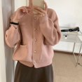thumbnail image 1 of Nuevo cárdigan de punto con bolsillo de un solo pecho y cuello redondo de otoño e invierno, diseño de mujer, chaqueta de suéter suave y encerada de estilo holgado y perezoso, 1 of 5