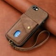 thumbnail image 2 of Nalacover for iPhone 7 / 8/ SE 2020/ SE 2022, Slim Case Wallet with Credit Card Holder, Back Flip Premium Leather Magnetic Clasp Kickstand Wirst Hand Strap Shockproof Cover, Brown, 2 of 7