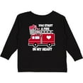 thumbnail image 3 of Inktastic Valentine Fire Truck White and Pink Hearts Boys or Girls Long Sleeve Toddler T-Shirt, 3 of 5