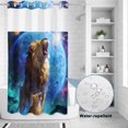 thumbnail image 2 of No Hook Shower Curtain, Aesthetic Lions Shower Curtains for Bathroom with See Through Top Window, Abstract Art Blue Moon Waterproof & Washable Bath Curtain Narrow 54"x78", 2 of 9