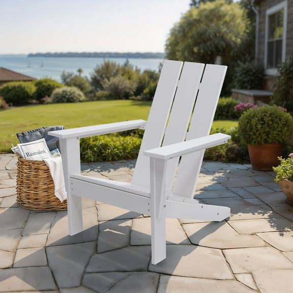LuXeo Arcadia White HDPE Outdoor Adirondack Chair ( Single)
