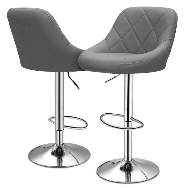 MoNiBloom Set of 2 Bar Stools, Faux Leather Swivel Barstools with