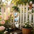thumbnail image 4 of Doghiosgha Wooden Heart Hanging Wall Ornament Farmhouse Bow Decor with Wooden Pendants for Entryway Living Room Home Decor, 22.8 Inch, Blue, 4 of 6