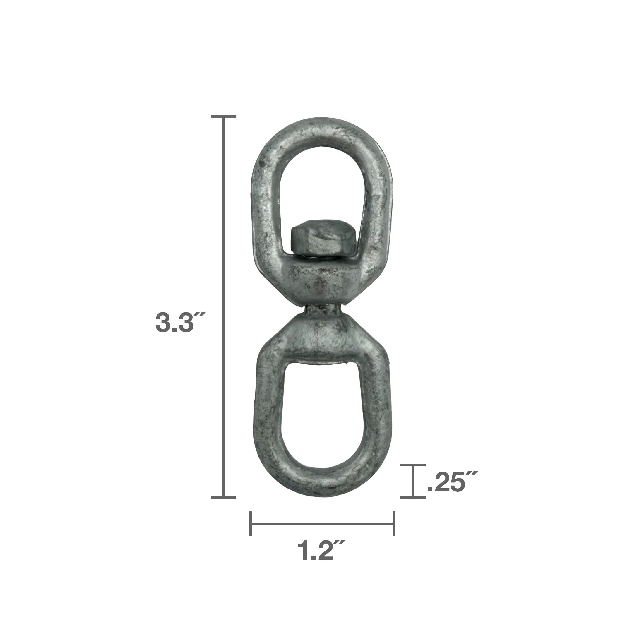 1/4" Eye and Eye Swivel, Galvanized, Peerless Chain Company, #4716138EE