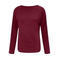 thumbnail image 3 of ZRGHAOYLQ Womens Solid Knitting Split Hem Sweater Casual Crewneck Pullovers Loose Fit Long Sleeve Sweaters Cozy Soft Basic Sweater Tops, 3 of 6